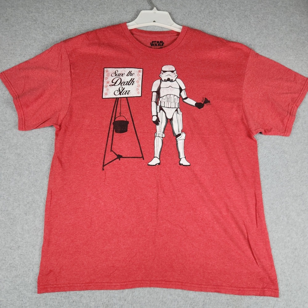 Star Wars T Shirt Mens XL Red Save the Death Star Stormtrooper Holiday Graphic